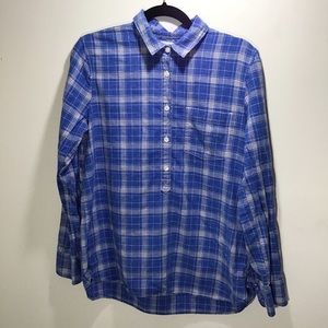 J. Crew | Blue Plaid Long Sleeve Shirt M